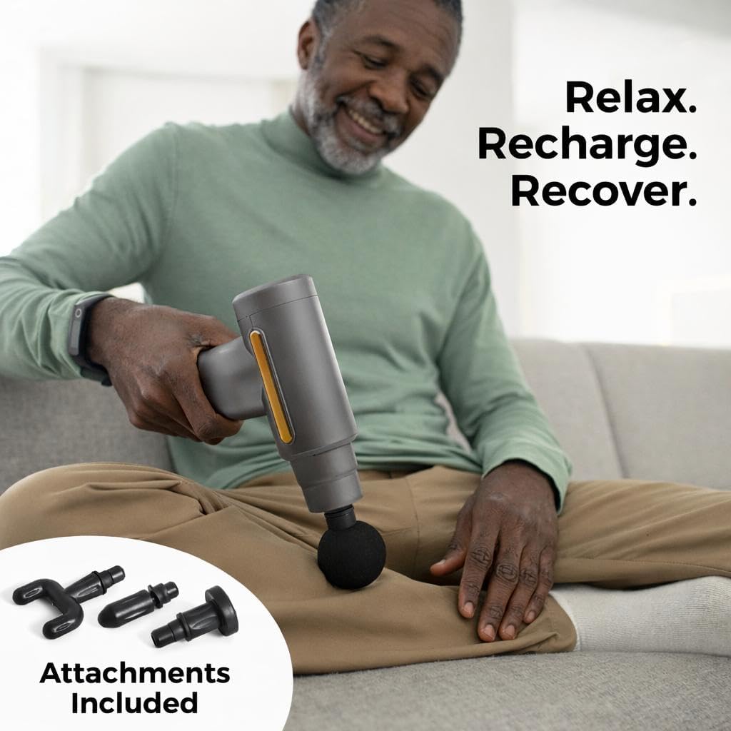 Luxury Dad Gift Box with Deep Tissue Massage Gun – Ultimate 7-Piece Birthday Set includes 20oz Tumbler, Toiletry Bag & Grooming Kit – Premium Father’s Day Gift Basket