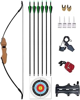 Vogbel Bow and Arrow for Adults Archery Recurve Bow Set Takedown Longbow 30lb 40lb Right Hand Wood Riser for Beginner Practice Shooting Training