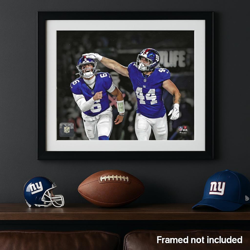 Jaxson Dart and Cam Skattebo New York Giants End Zone Celebration 8x10 Photo Poster | NFL Licensed Wall Art | Football Memorabilia for Giants Fans | Matte Photo Print | Sports Decor for Man Cave, Office, or Bedroom | Free Shipping - Image 2