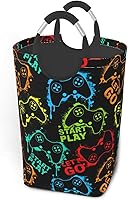 Vista 2 de Coloridas siluetas joystick juego cesta de lavandería con asas cesta de lavandería juguetes organizador de almacenamiento cubo plegable cubo