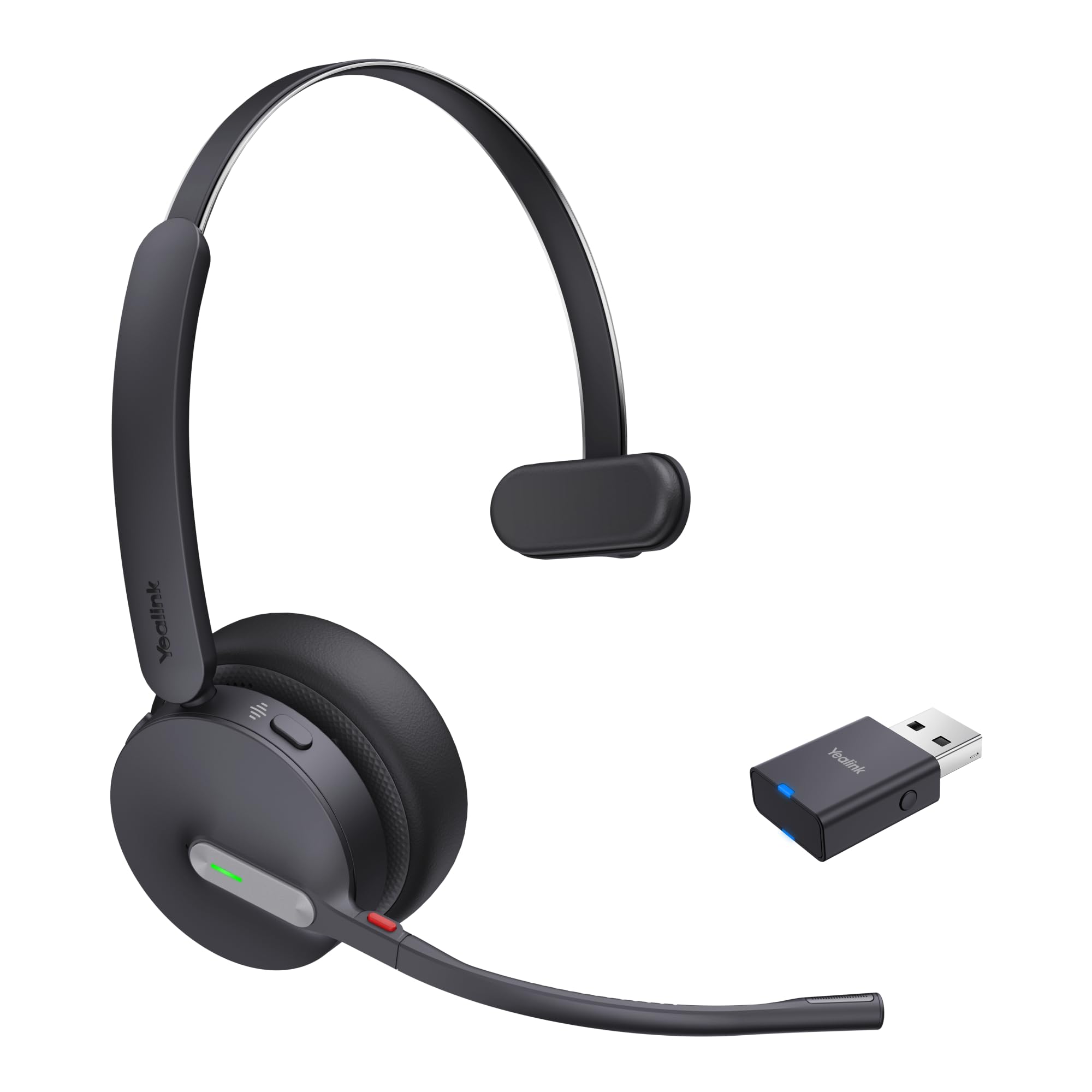 Yealink WH64 Hybrid Mono UC Headset inkl. Dongle - Hybrid-Technologie, Universelle Kompatibilität, EIN-Ohr-Design, Rauschunterdrückung, USB