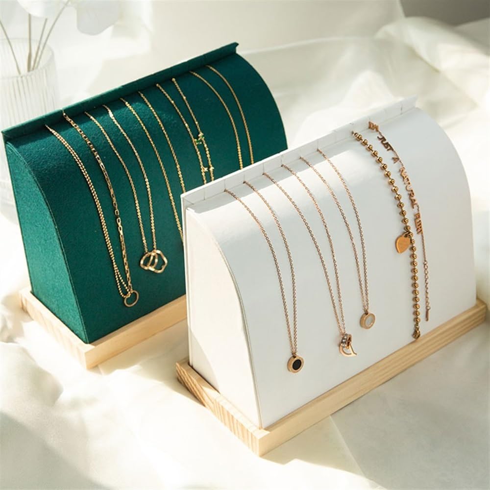 Porte Bijoux Présentoir de Collier, présentoir de Pendentif de Bracelet, présentoir de Rangement de Bijoux, Base en Bois Présentoir à Bijoux(Blanc)