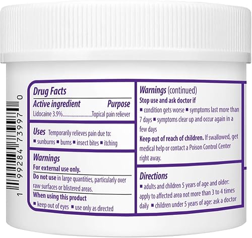 Miniatura 7 de Crema adormecedora  Alivio de picazón, quemaduras y picaduras  Lidocaína de máxima fuerza  4.5 onzas  Kool-Down