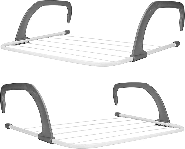Pack of 2 Cloth Dryer Radiator Easy use Large 5 Bar Airer Radiator Holder Cloth Dryer Drying Rack Rail For Any Room