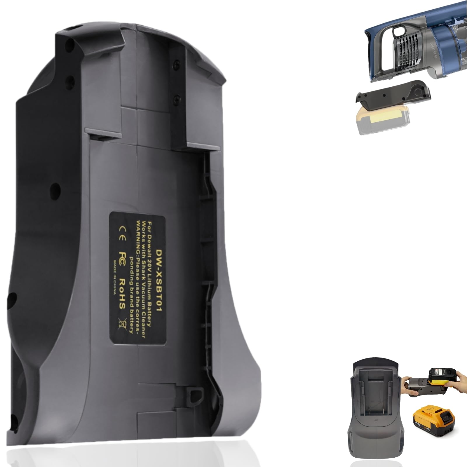 EID Battery Adapter for Shark Vacuum Battery Replacement? Convert for Dewalt 20V 60V Battery to XSBT750 XSBT700 XSBT620 for Shark Vacuum Cleaner