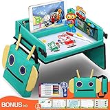 ★【PVC Dry Erase Board zum Freien Zeichnen】 - Eine dicke Schicht PVC-Kunststoff befindet sich auf der kinder autotisch, bei der es sich um eine Trockenlöschplatte handelt.Es kann mit Tafel Stift gezeichnet und mit einem trockenen Tuch leicht abgewischt werden.Legen Sie unsere Zeichenpapiere darunter, Dann können die Kinder so viel malen, wie sie möchten.