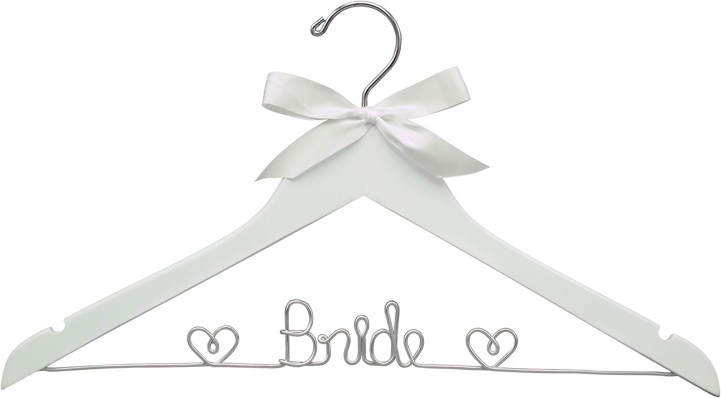 Bridal Hanger with Hearts, Wedding Hanger, White