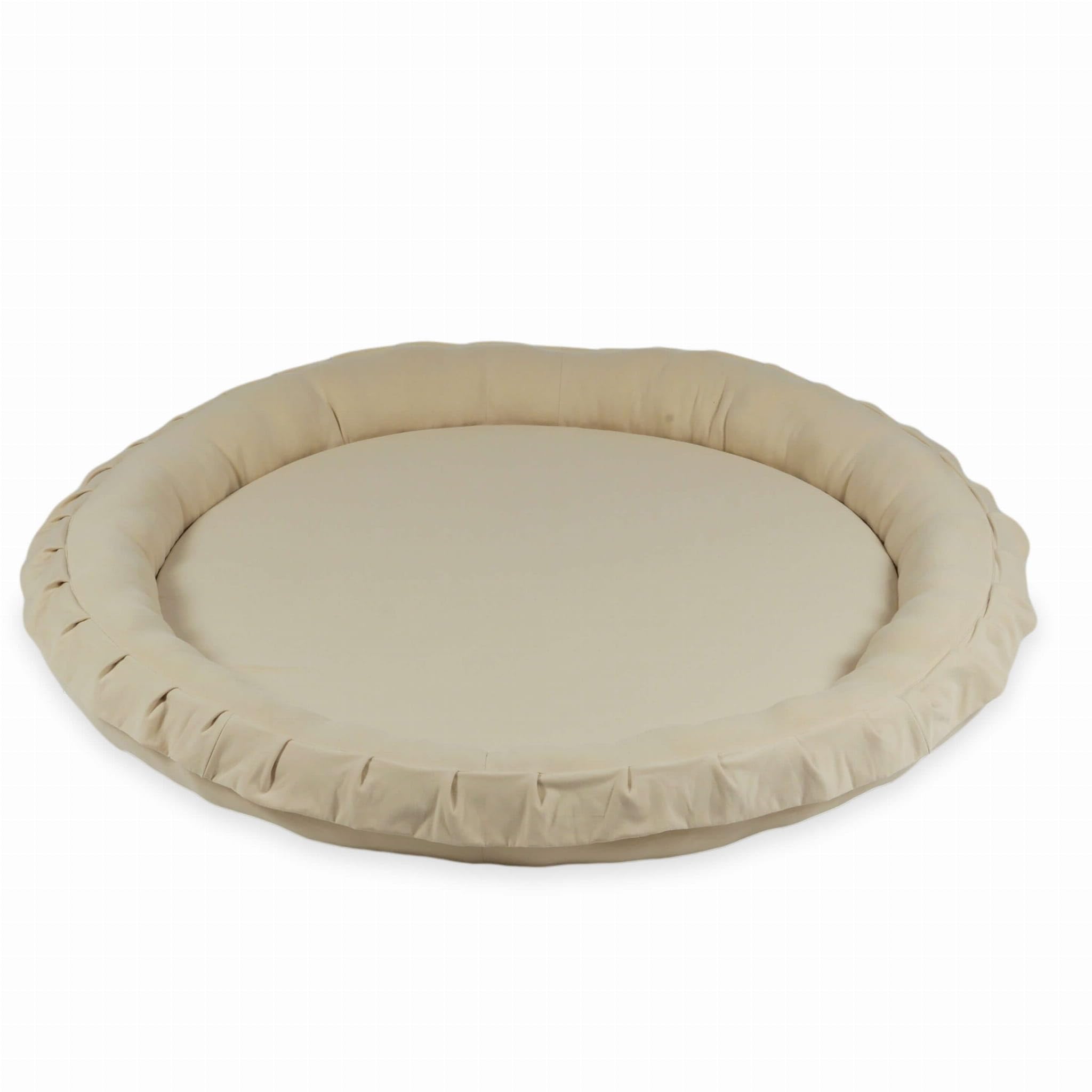 Mimii Baby Spielmatte 120 cm Rund beige - Baby Spielnest aus Schaumstoff - Krabbelmatte mit Rand - Weiche Bodenmatte für Kinderzimmer - Sicher & Waschbar