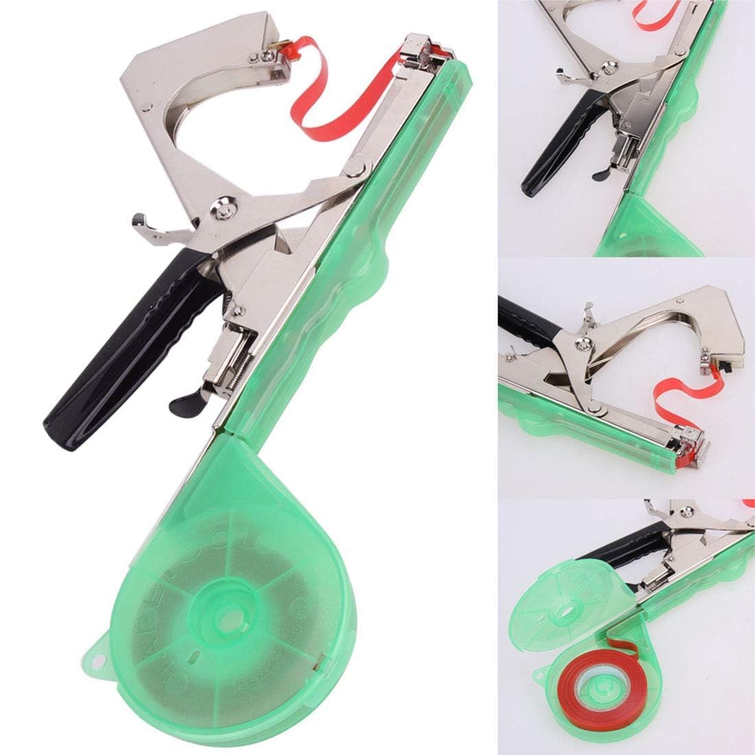 Vining Vegetables Garden Tape Tool - Máquina de atar a mano con 6 rollos de cinta y grapas para uvas, frambuesas y tomates