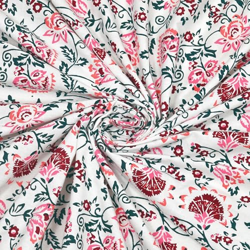 Image of Urban Jaipur 100% Cotton Bedsheet for Double Bed (90 x 108 Inches) | 210 TC King Size Bed Sheet for Double Bed with 2 Pillow Covers | Pure Cotton Jaipuri Bedsheet (Pink)