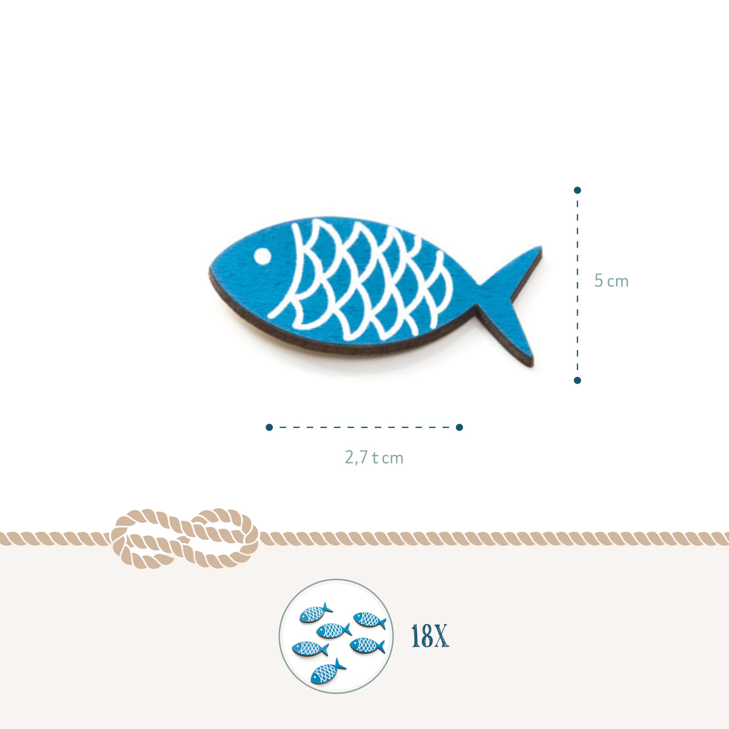 Logbuch-Verlag Decorazione marittima a forma di pesce in legno – sciame di pesce da appoggiare decorazione in legno blu naturale 16,5 cm