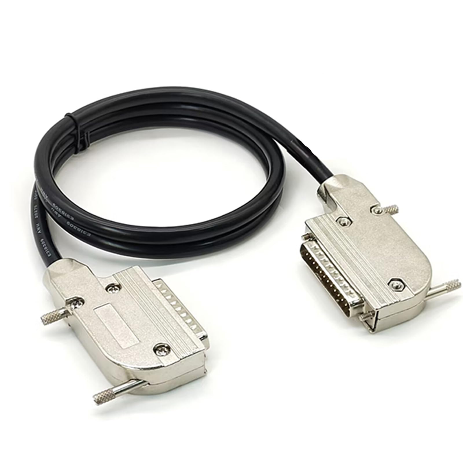 GXMRHWY DB25 Male Right Angled to DB25 Right Angled Male 2 Rows of Needles Zinc Alloy Double Shielding COM Data Serial Cable 1Meter