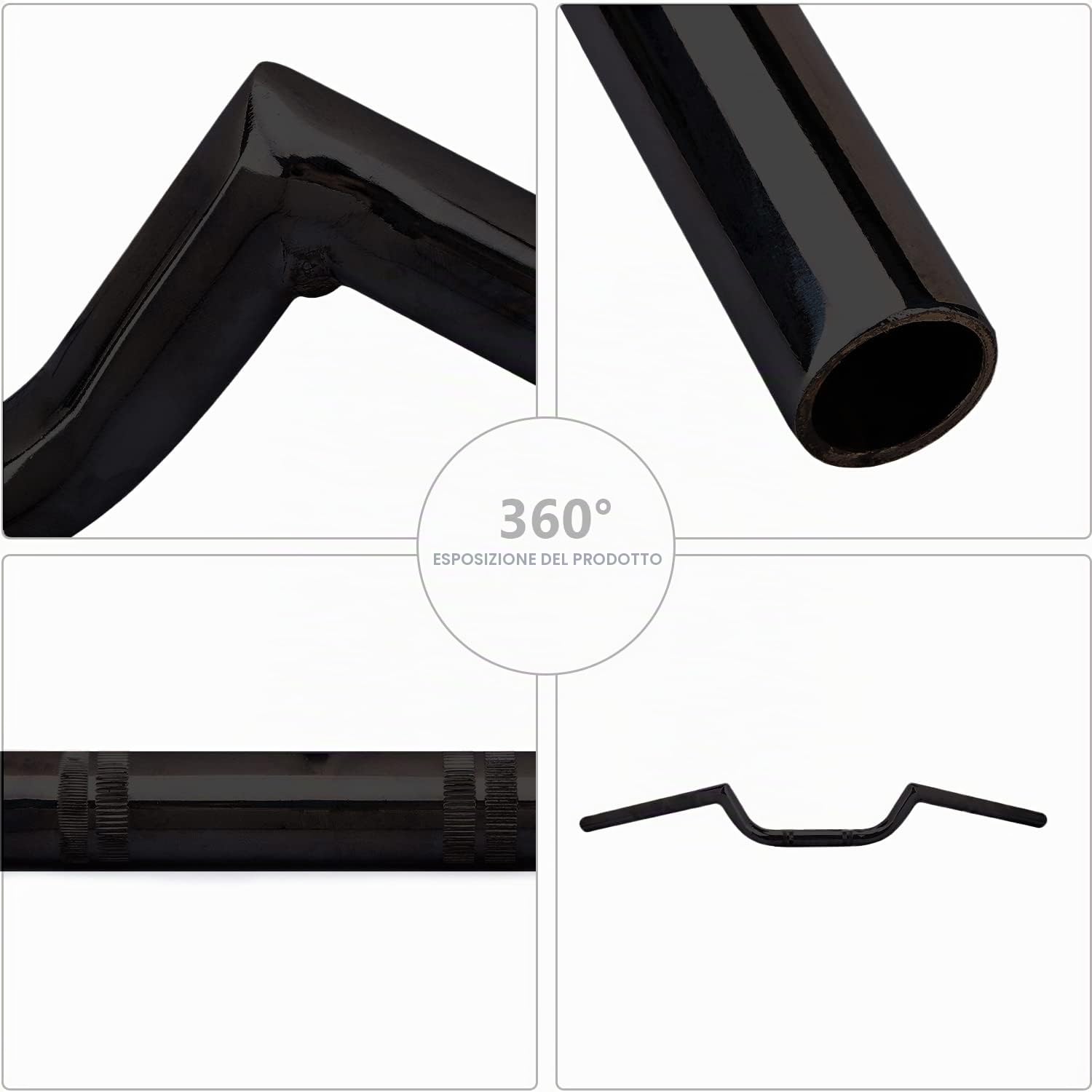 AnXin, manubrio per moto, 22 mm, stile Cafe Racer Ace Clubman, universale, per applicazione personalizzata Bobber, nero
