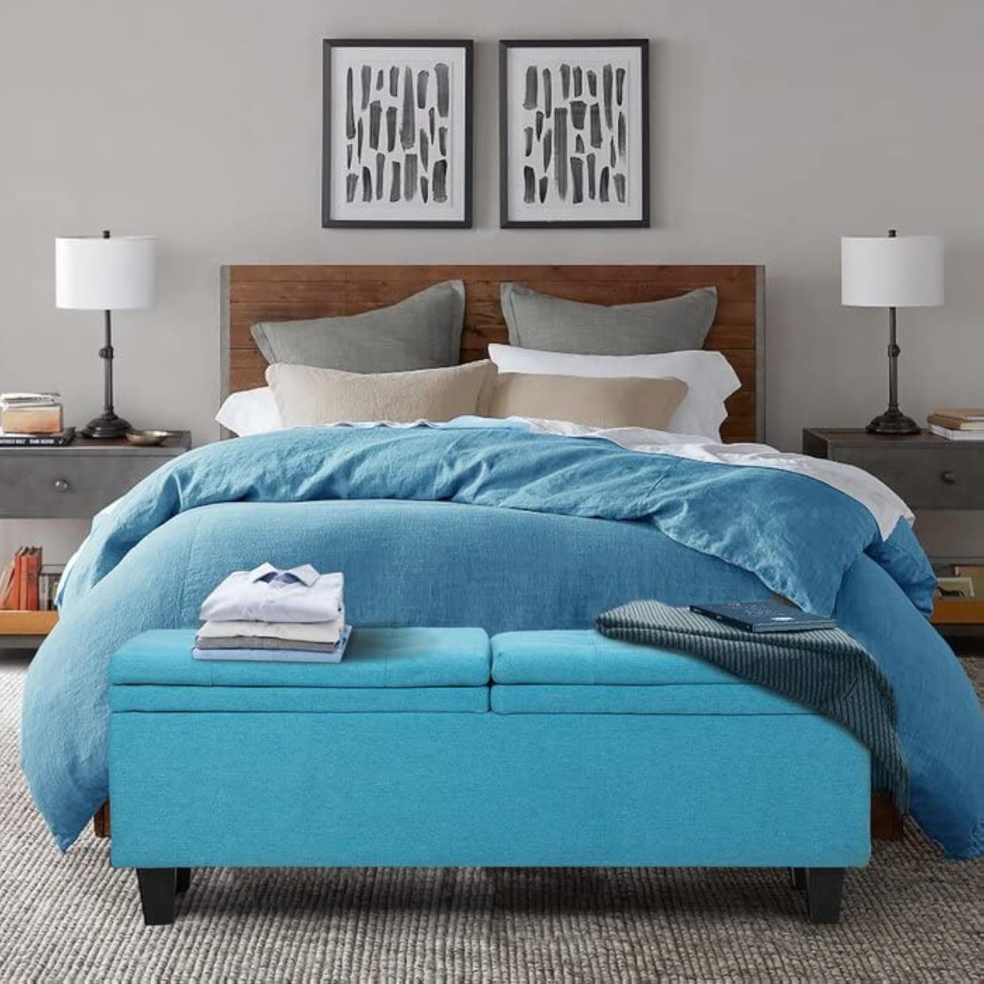 53'' Wide Tufted Rectangle Storage Ottoman Couch Bench