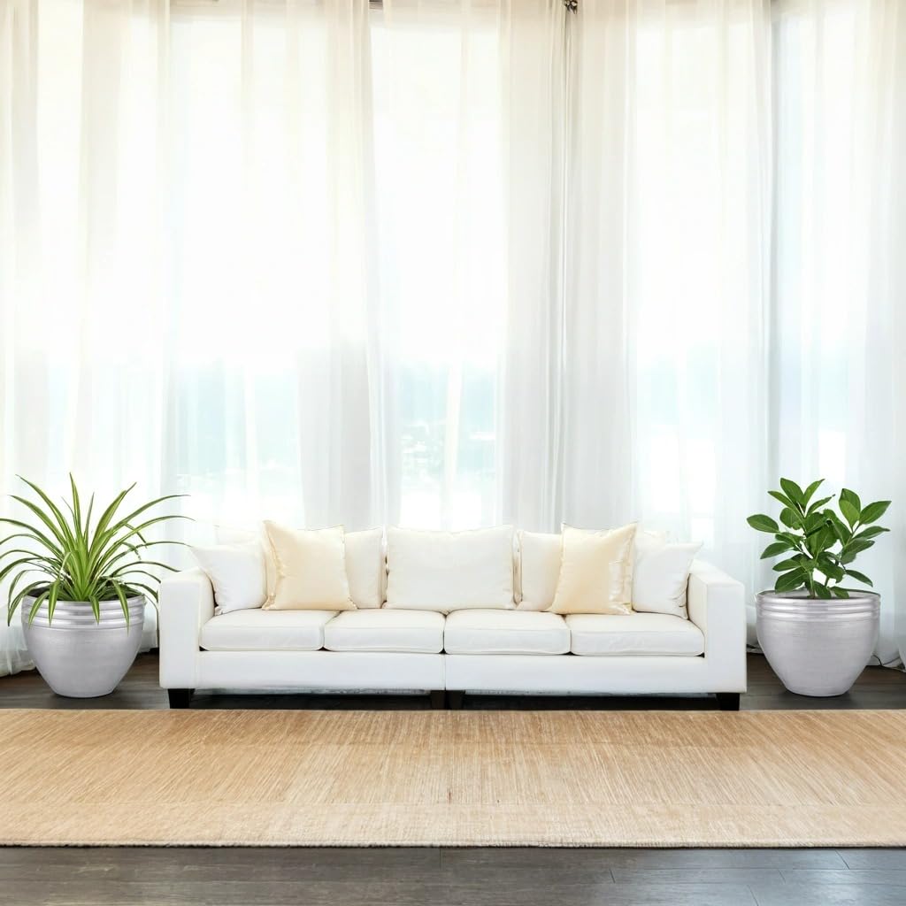 Marrakesch XXL Aluminiowa donica na kwiaty, Ø 47 cm, srebrna matowa, 61 l, duża, okrągła, do użytku na zewnątrz, do wnętrz, do ogrodu, na balkon i do salonu