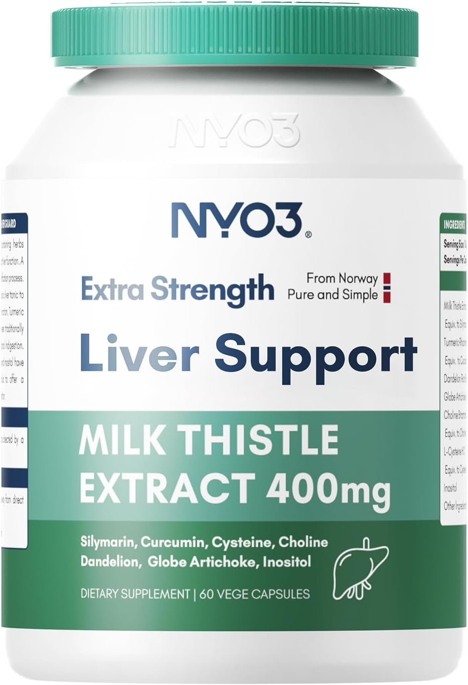 - NYO3 Milk Thistle Extract 400mg, Liver Cleanse Detox & Repair Dietary Supplement for Liver Health, 60 Capsules Herbal Health Supplement, Antioxidant Support