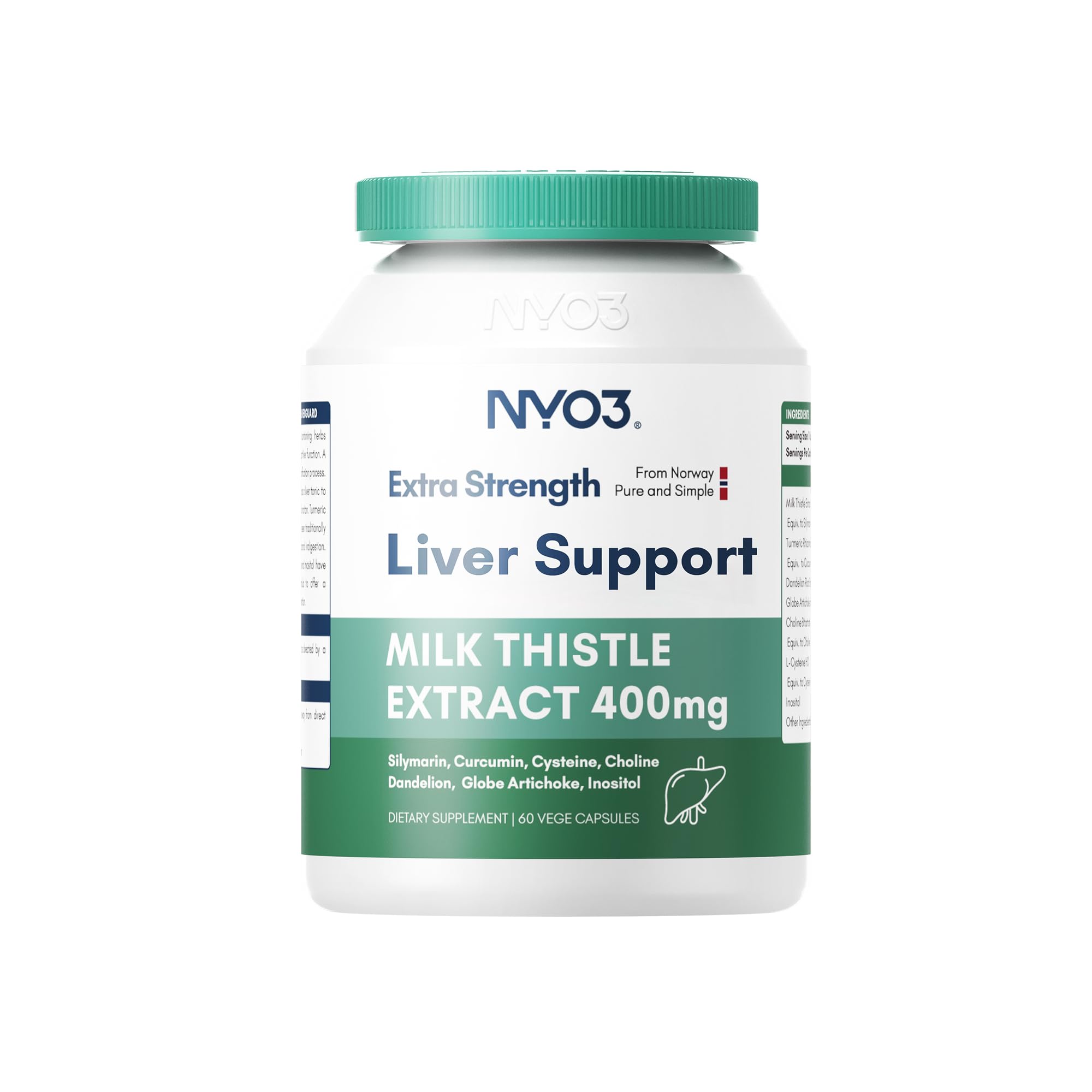 Milk Thistle Liver Detox Supplement 400mg with Dandelion Root & Artichoke Silymarin, 60 Capsules Liver Cleanse Liver Support Herbal Health Supplement, Antioxidant Support