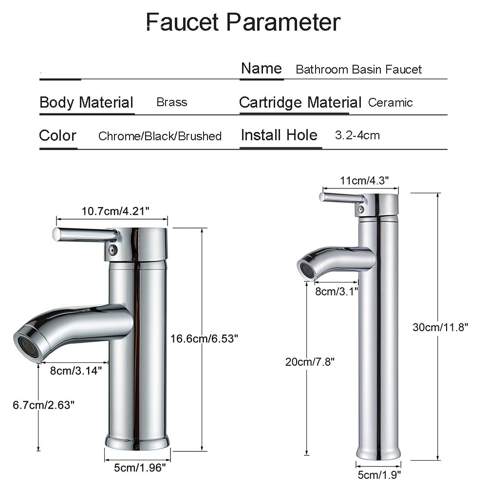 Grifos para lavabo de baño Mezclador frío/caliente Grifo para lavabo Grifo para lavabo de agua dorada negra Grifo para cocina Grifo para lavabo de baño Un orificio, Negro mate Alto A, Talla