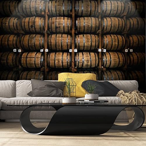 Miniatura 2 de Mural de pared apilado de barriles de whisky de madera, papel tapiz autoadhesivo autoadhesivo para pared grande, rollo de película de vinilo