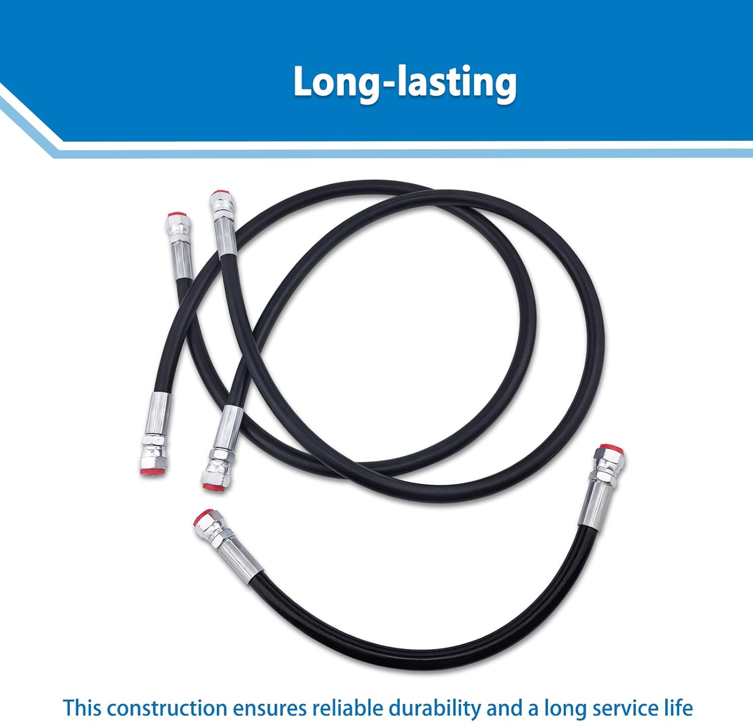 1/4" x 42" and 1/4" x 16" Heavy Duty Snow Plow Hose Kit with 06-FJIC Compatible for Fisher 56591 56592, for Western 56616 56617