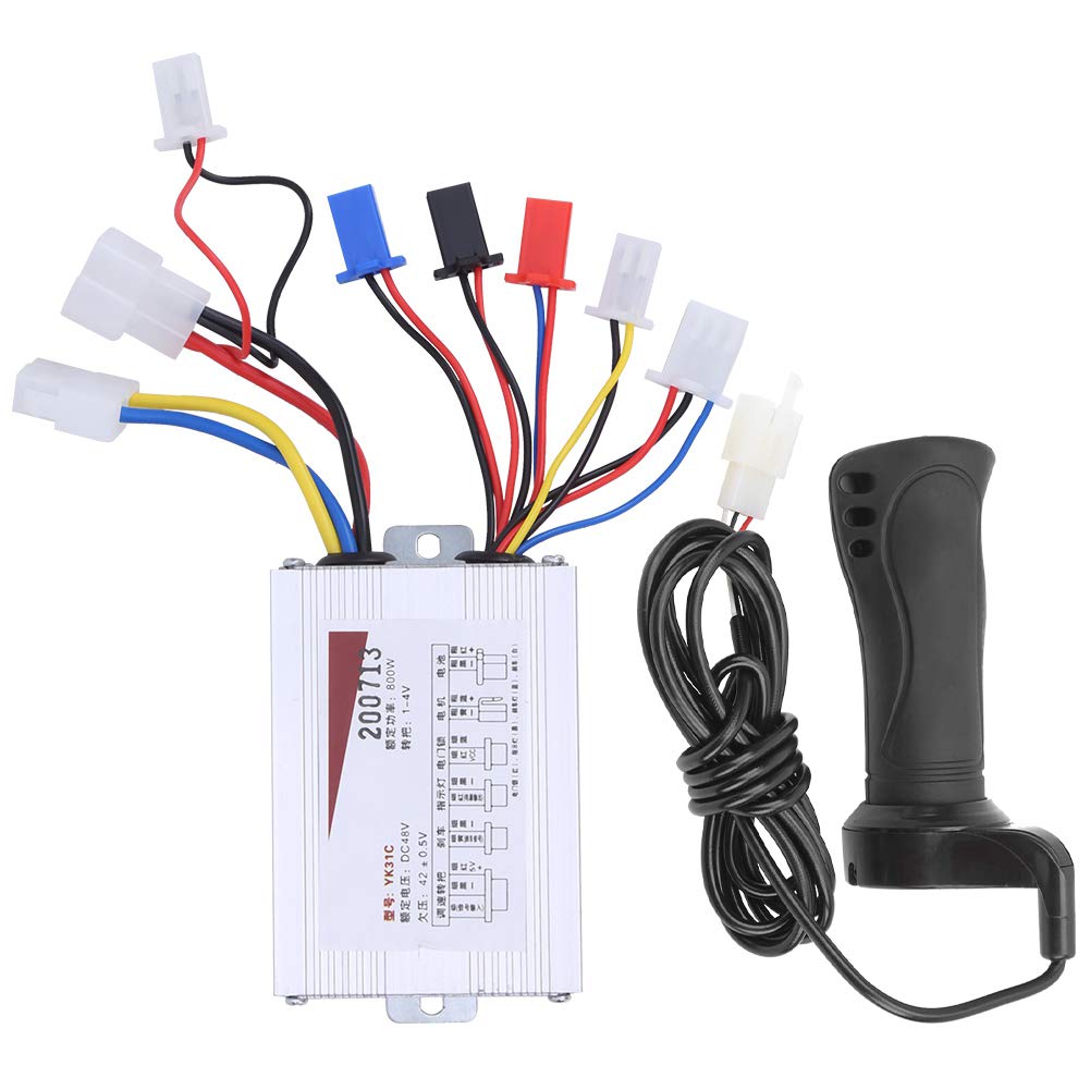 Keenso Motorcycle Speed Controller,Durable 48V 800W Motor Brushed Speed Controller with Throttle Grip conversion accessories Riding