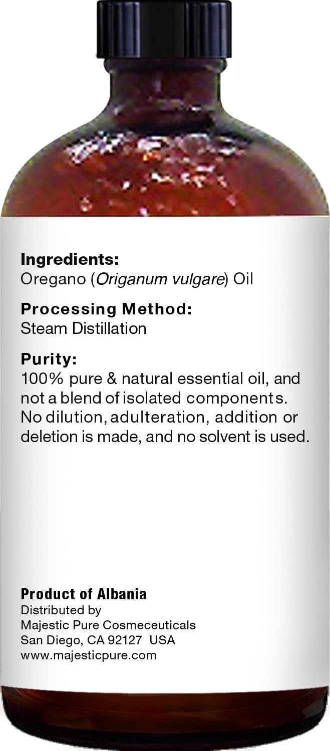 MAJESTIC PURE Oregano Essential Oil, Therapeutic Grade, Pure and Natural Premium Quality Oil, 4 fl oz : Health & Household