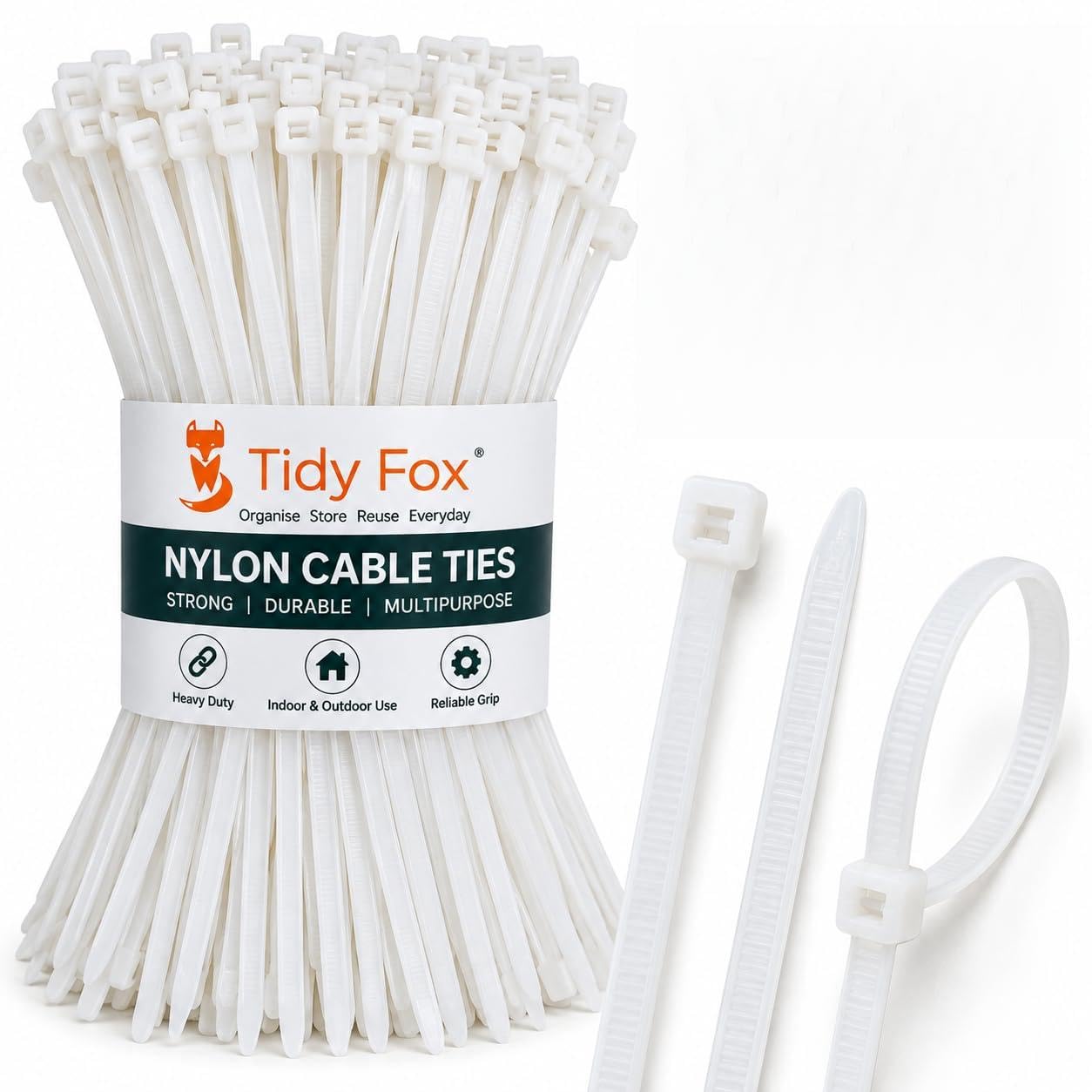 Tidy Fox Nylon Cable Ties, Self Locking Zip Ties, 4 inch (100 mm) x 2.5 mm, Pack of 100, White, for Cable Management and Home and Office Wire Organising, Made in India — Amazon image 10