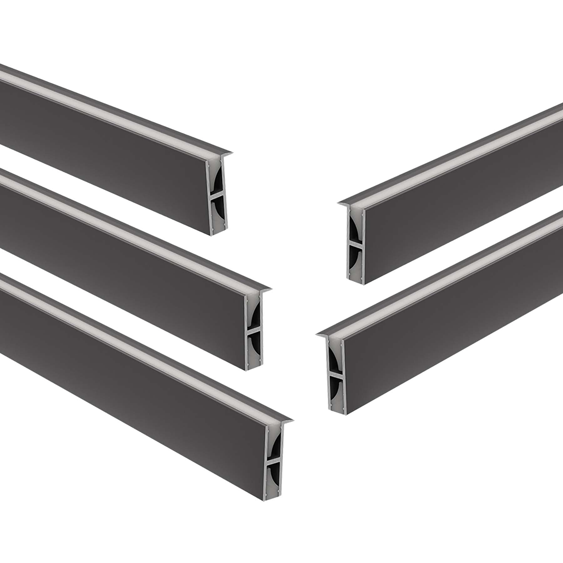 G.W.S® Surface Mounted Cabinet Shelving LED Profile, 5-Pack Aluminium Channel for LED Strip Light, 2 Metres 19mmx8.5mm (560)