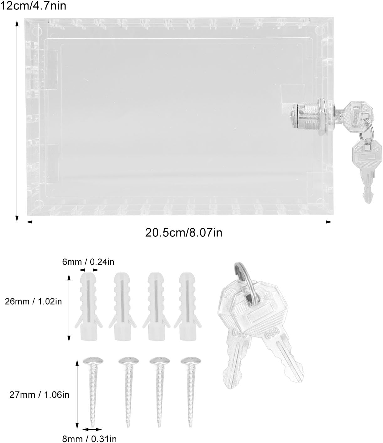 FLEXMAN Thermostat Lock Box with Key, Transparent Acrylic Universal Thermostat Guard for Thermostats 7Inhx4.5Inw or Smaller, Clear Large Thermostat Cover for Thermostat On Wall