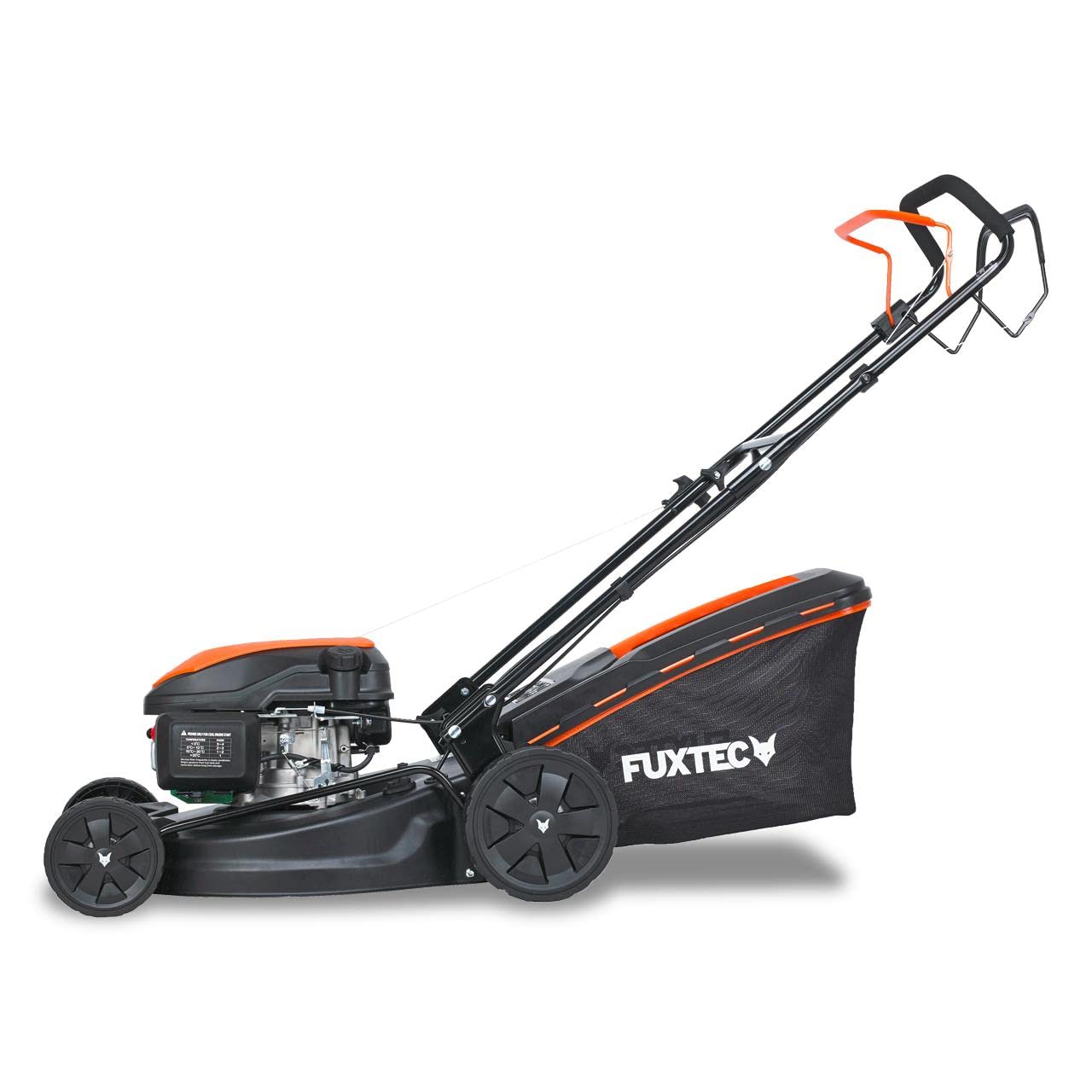 Cortacésped autopulsado de Gasolina FUXTEC FX-RM5170 4 en 1-170 cm³ 4 CV, 4 Tiempo, 51 cm de Ancho de Corte con regulación en 7 Alturas y 60 L de depósito, Funciones Mulching y Eje Lateral