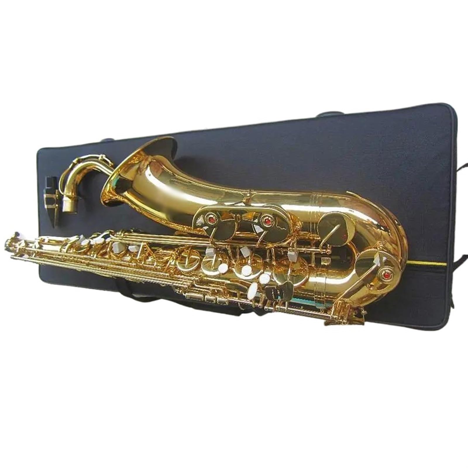 Bb Saksofon Tenorowy Złoty Żółty Mosiężny Talerz Profesjonalny Instrument Muzyczny B Flat Sax Z Akcesoriami Do Etui profesjonalny Saksofon