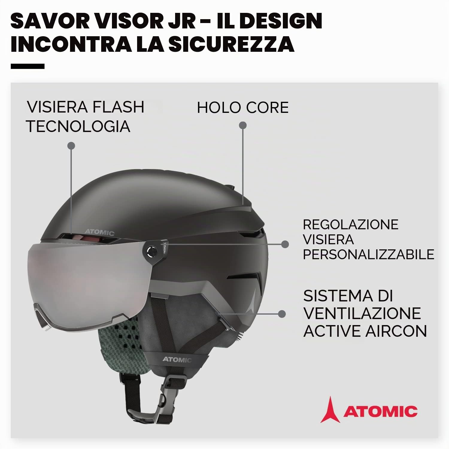 ATOMIC Visiera Savor Jr, Casco da Sci Uomo