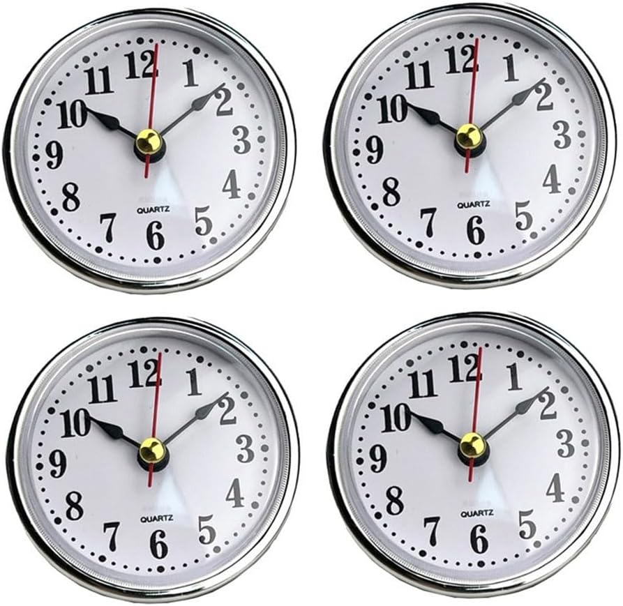 65mm Quartz Clock Movement Insert DIY Clock Repair or Replacement – Gold/Silver Finish with Roman & Arabic Numerals, Requires 1x AA Battery (Not Included)(B)