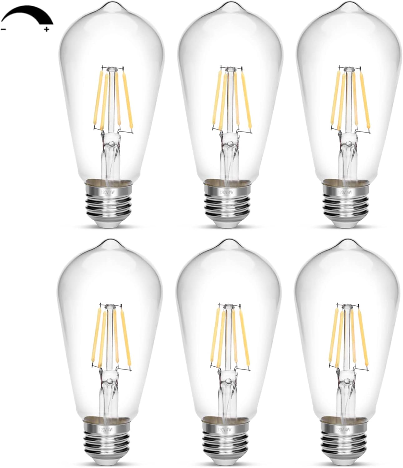 NOTOC Dimmable LED Edison Bulb 4W,Antique 40W Vintage Edison Bulb,E26 Light Bulb Led Bulb 450 Lumens 5500K Daylight White,Pack of 6