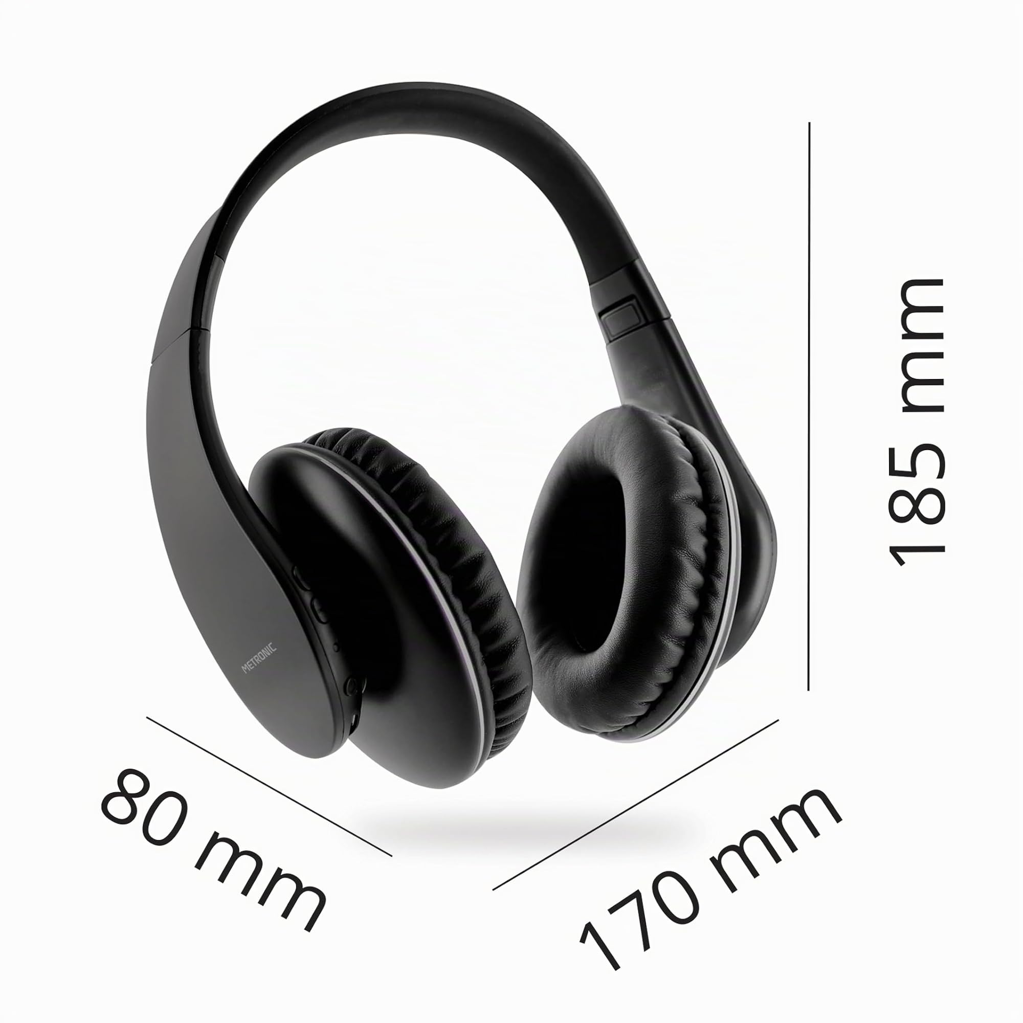 Metronic 480200 - Auriculares inalámbricos ópticos, estéreo, transmisor para TV/PC/Teléfono/Tablet, AUX 3.5mm, Volumen Integrado, Diadema Plegable, autonomía hasta 10 Horas