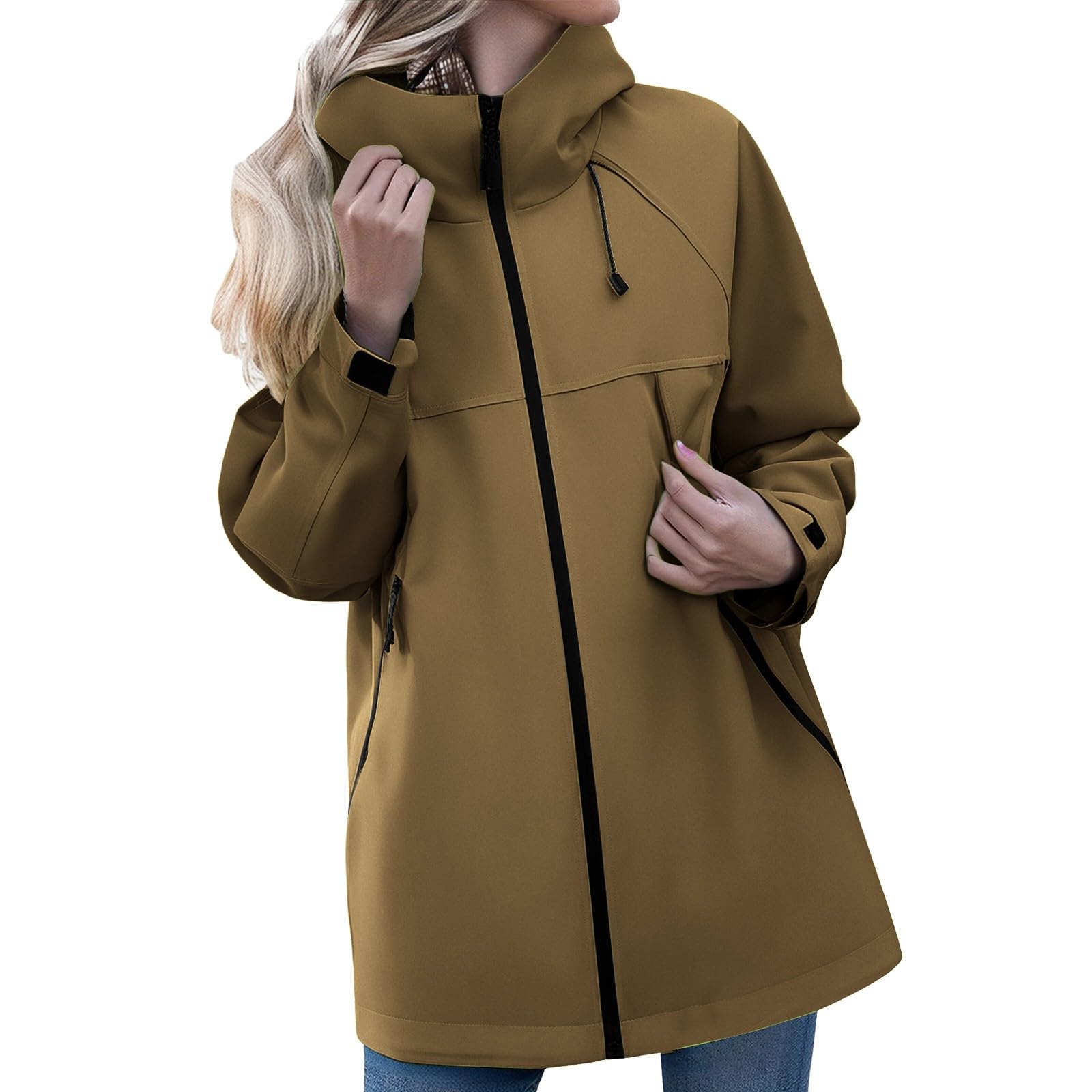 Chubasqueros para mujer, impermeables, largos, impermeables, con capucha, abrigos largos para mujer, chaqueta ligera para mujer, chaquetas casuales, abrigos de lluvia para mujer