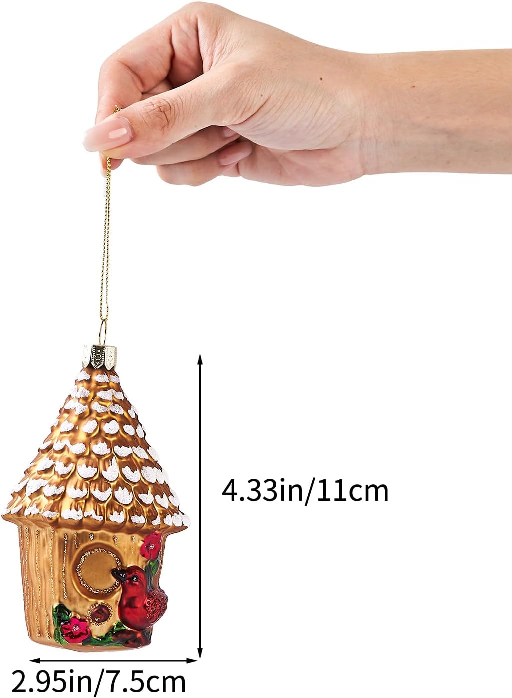 Christmas Tree Ornaments New Home 2025-3D Glass Blown Hanging Christmas Decorations Brid House, Mini Christmas Ornaments for Xmas Tree Home Outdoor Centerpiece - Image 2