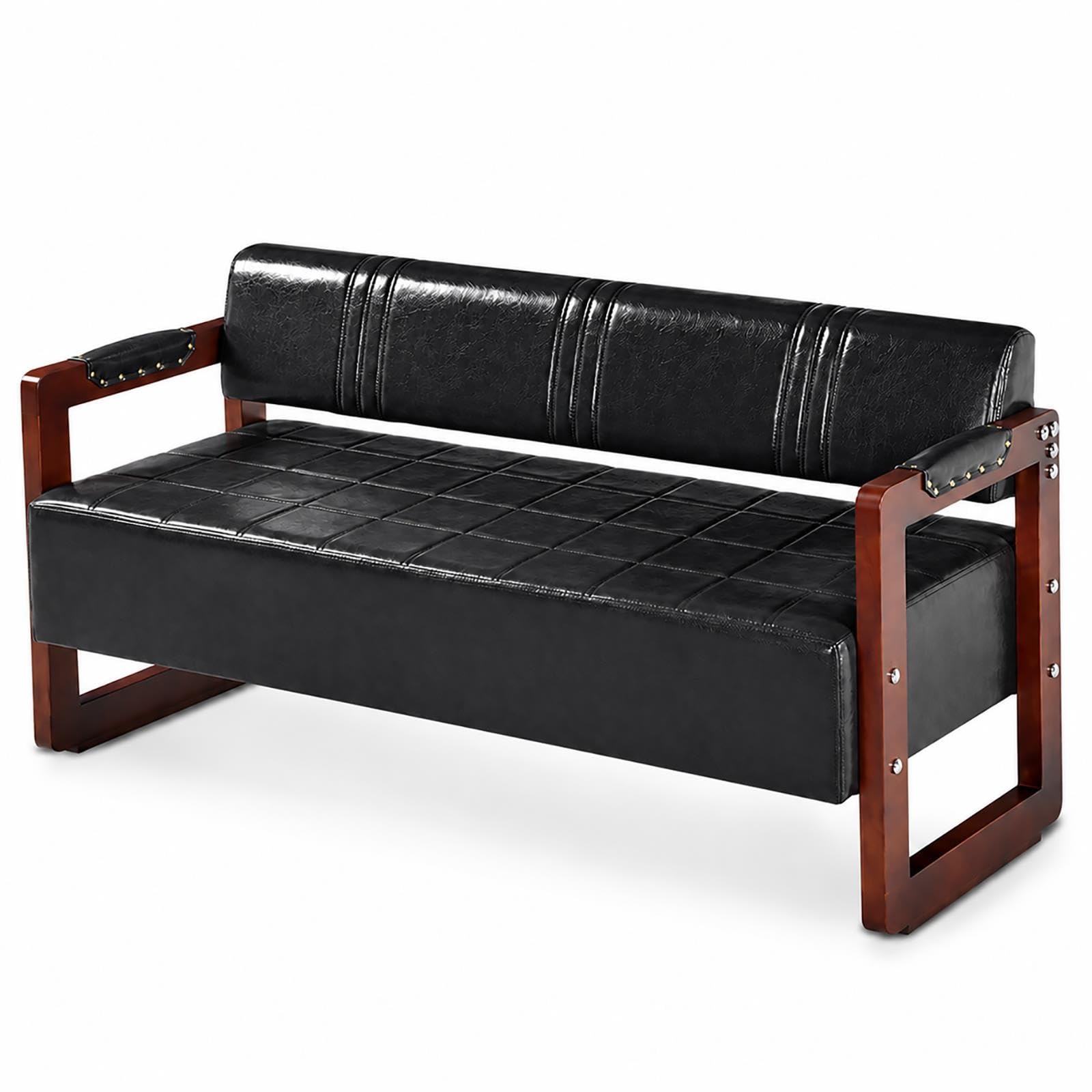 Sofa do Poczekalni z Ekoskóry PU, Tapicerowana Ławka Recepcyjna