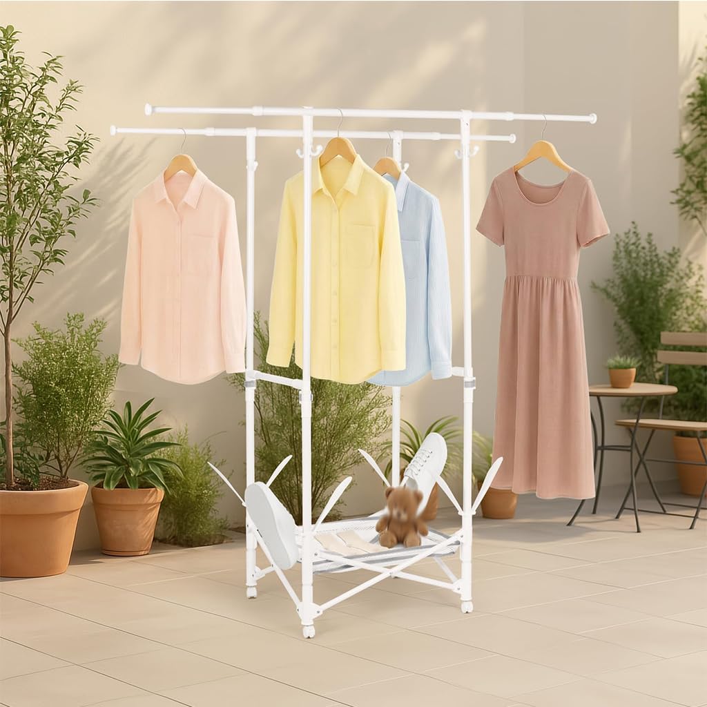 Tendedero plegable para interiores, torre extensible con alas, zapatero, diseño de ahorro de espacio para uso doméstico, conveniente solución de lavandería
