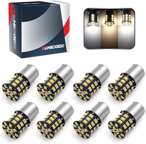 VEHICODE Bombilla LED 1156 1141 para interior de caravana, 3 colores cambiantes, luz blanca suave y cálida, luz de techo natural para cámper, 1003