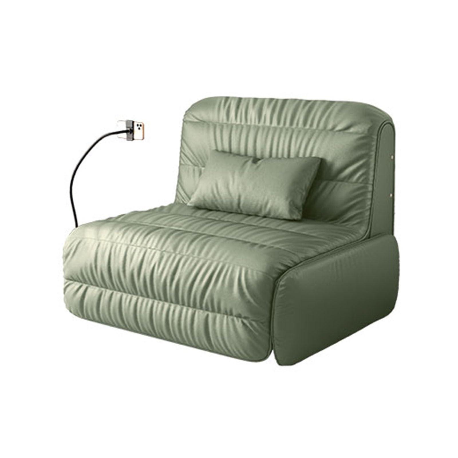 Poltrona Letto Divano Letto for Adulti Singolo, Divano Pieghevole Convertibile for Soggiorno Camera da Letto Sedia con Robusta Struttura in Metallo e Funzioni di Controllo Remoto ( Color : Green-A )