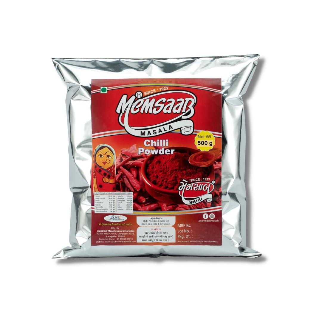 Memsaab Chili Powder | Lal Mirch Powder | Dandicut (Stemless) (500g, Kashmiri - Less Spicy) (B0DFPW6N3S) Amazon Price History, Amazon Price Tracker
