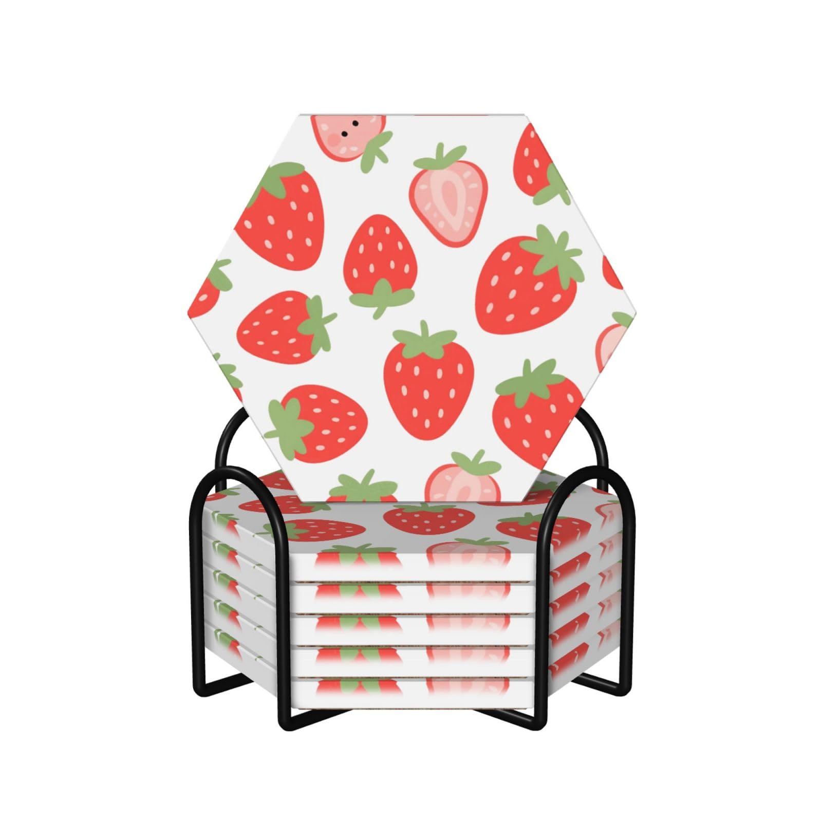 Dessous de verre fraise avec support, idée cadeau originale pour pendaison de crémaillère