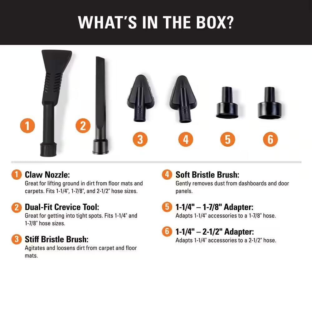 #US 1-1/4 in. Car Cleaning Accessory Kit for Wet/Dry Shop for Vacuums