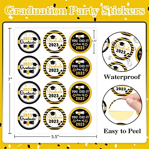 Facraft 36Pcs Class Of 2023 Graduation Stickers Labels 1.5" Graduation Gift Tags Stickers You Did It Gift Labels Stickers For Gift Wrap Box Card Envelope Seals Decorations Party Favors Supplies #TOP6