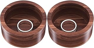 grwanpen®2 Pack Round Walnut Hardwood Ring Tray & Holder - Stackable Compact Jewelry Organizer, Non-Slip Small Dish for Rings, Earrings - Gift Ready Packaging