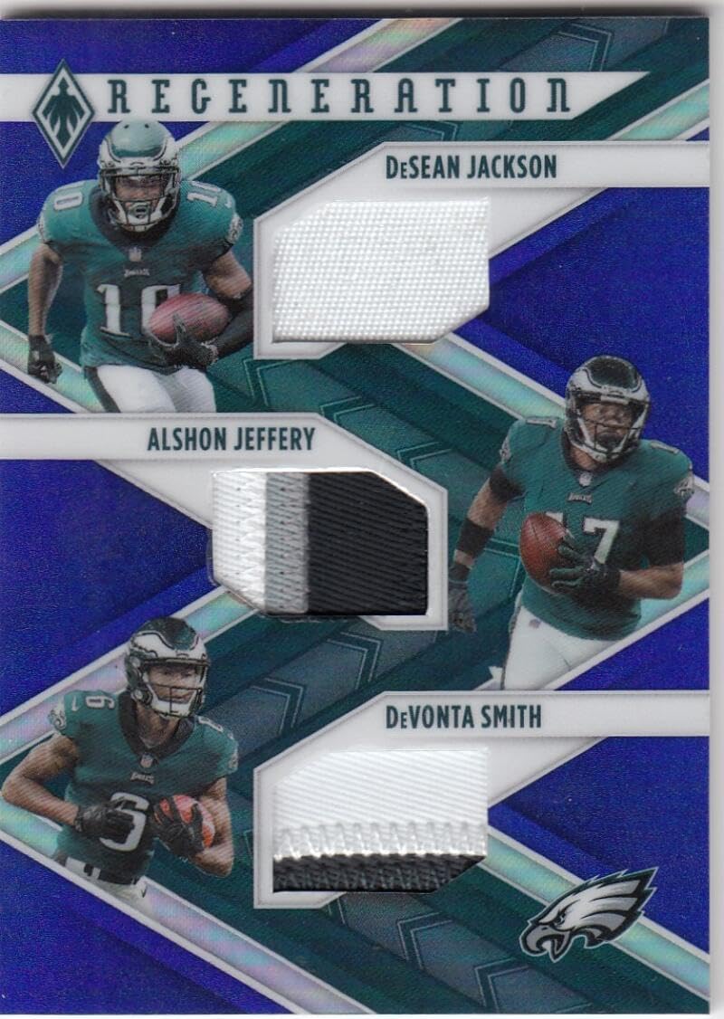 Football Trading Card 2021 Panini Phoenix Regeneration Blue #10 Alshon Jeffery/DeSean Jackson/DeVonta Smith NM Near Mint MEM 10/10 Eagles