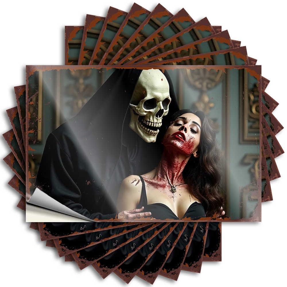 Stickers Farmhouse Outdoor Decor Peel and Stick - Dark Romance: A Gothic Portrait of Love and Death Helmet New Waterproof Vinyl for Math(12X18CM)