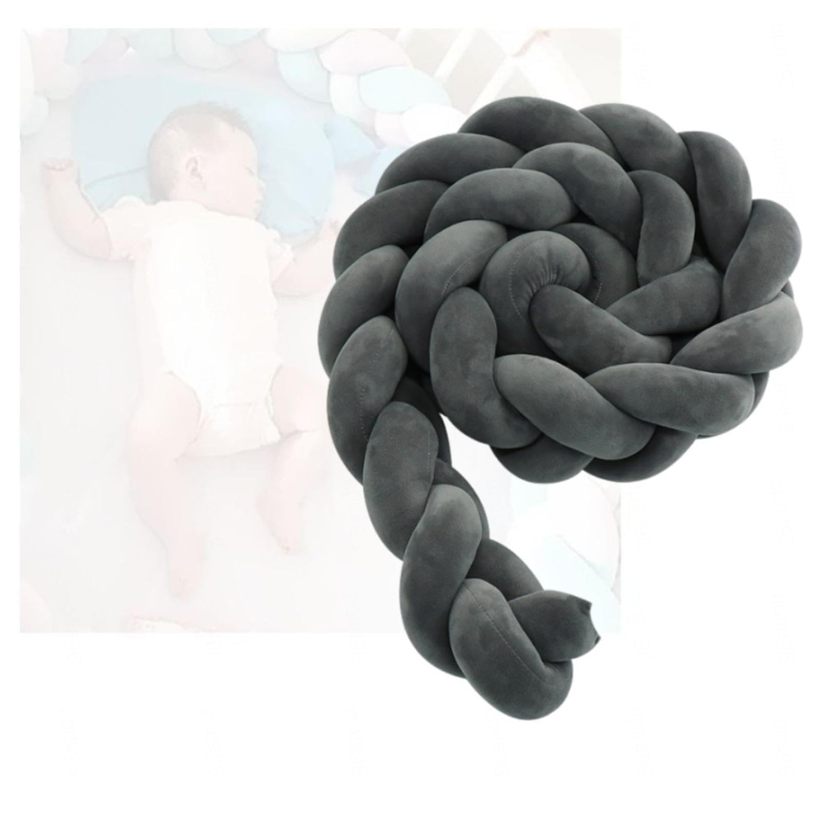 Protector de cuna trenzado contra golpes nocturnos y almohada versátil para esquinas