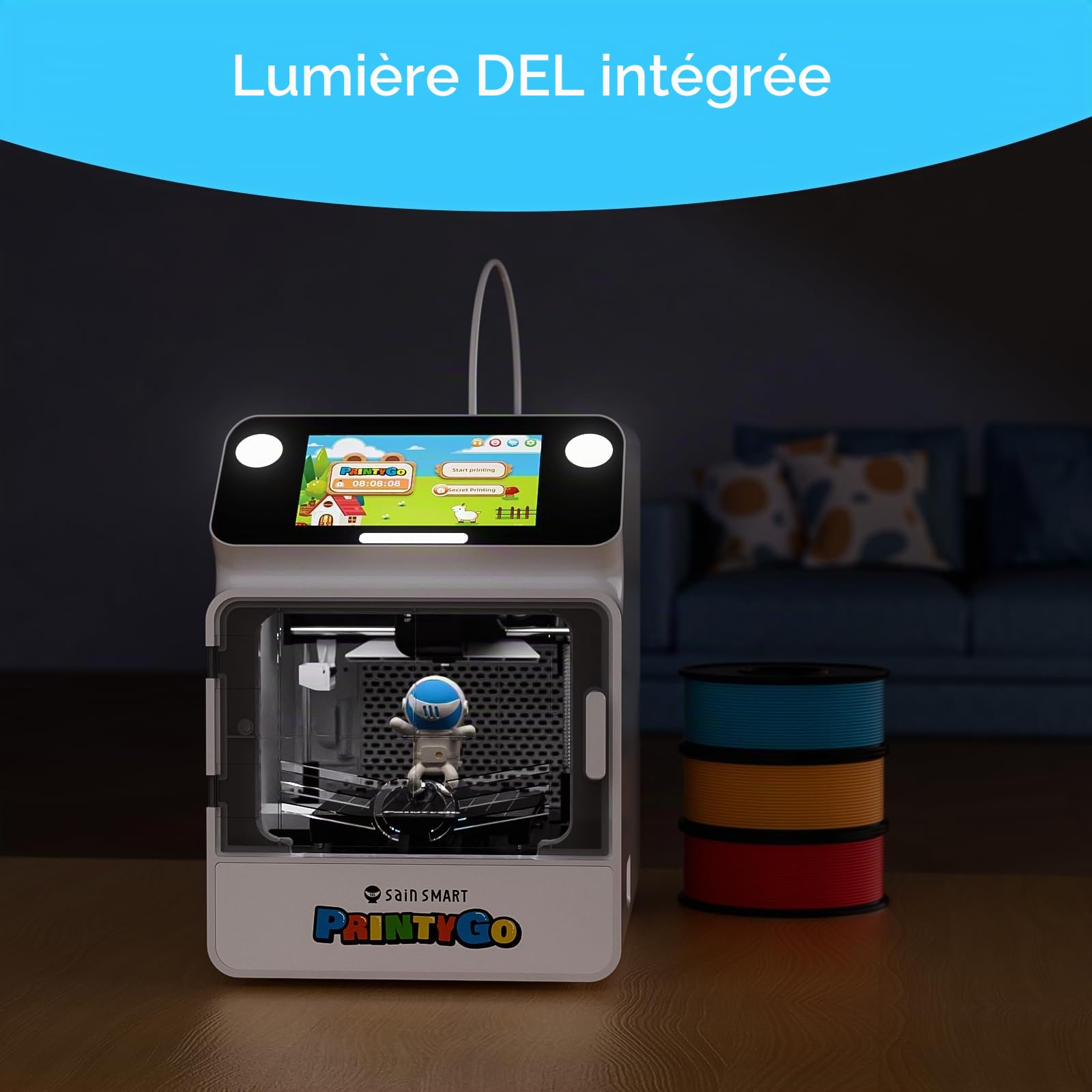 Imprimante 3D PrintyGo Mini pour Enfants, 600 mm/s, nivellement Automatique, idéale pour Les débutants, Conception sécurisée pour Les Enfants, contrôle Wi-FI/Application, Cadeau éducatif STEM